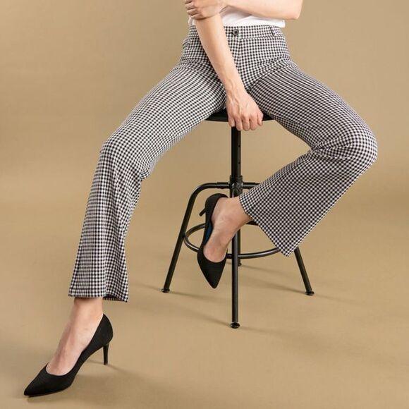 BETABRAND Yoga Bootcut Gingham Pants Size Small Petite - Picture 3 of 16